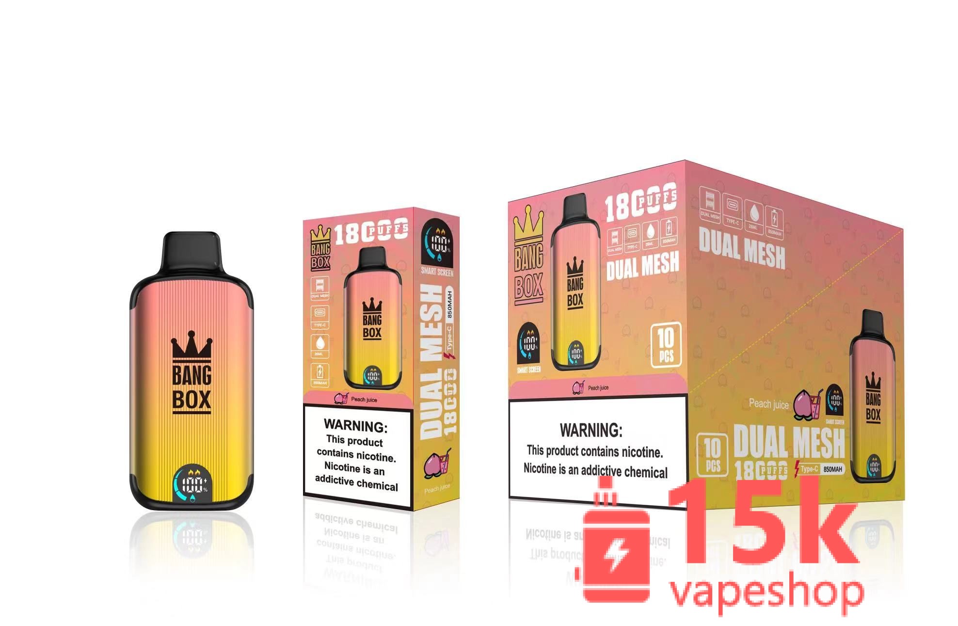 Bang 18000 Puff Rechargeable Vape Pen 650mAh with Fruit Flavors - Wholesale E-Cigarette Kit - 画像 (2)