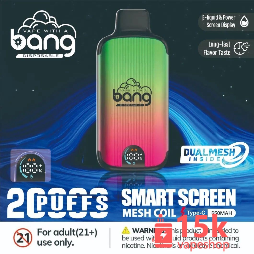 Bang 20000 Puffs Disposable Vape with Smart Display, 25ml Liquid Capacity, Rechargeable, FDA Certified - 画像 (4)
