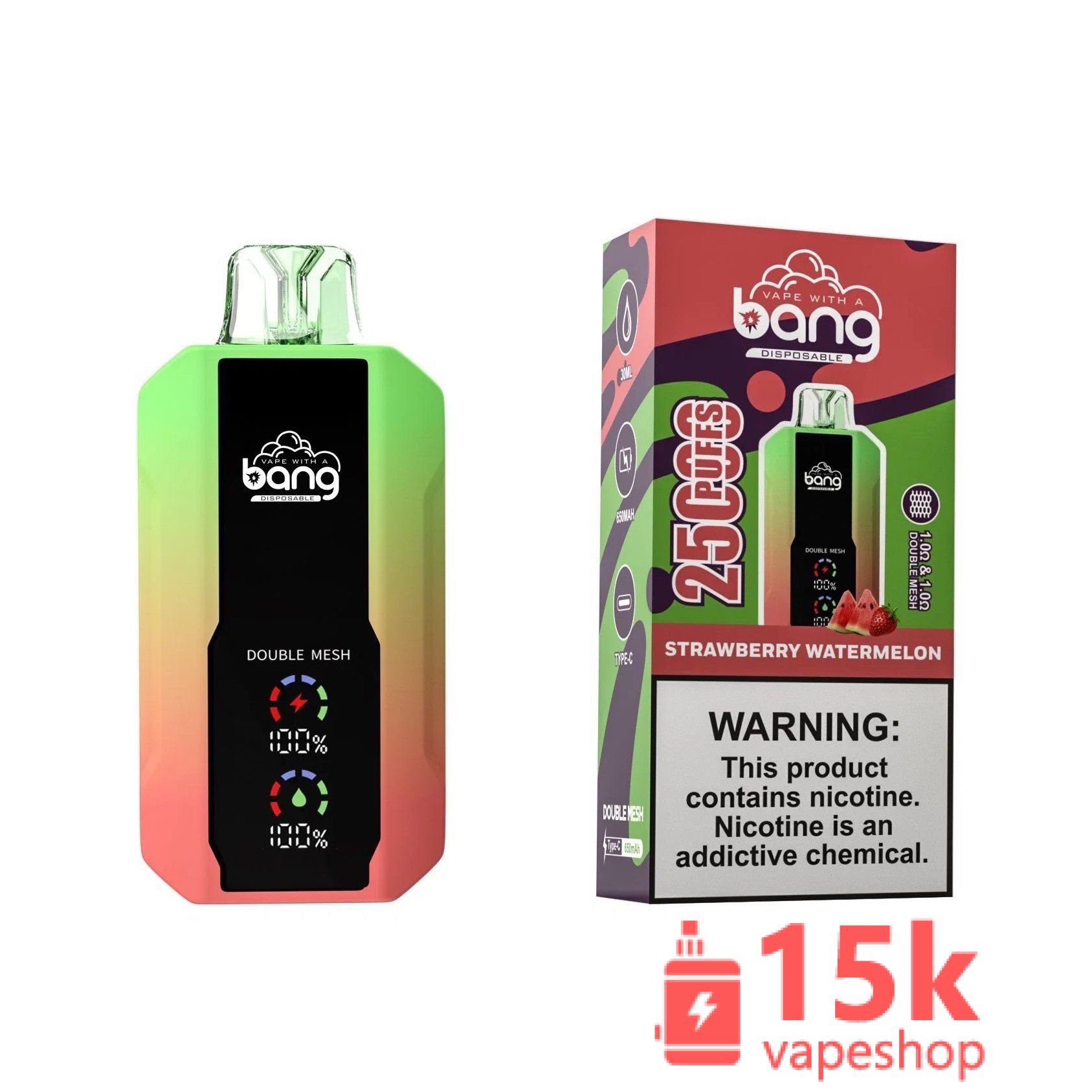 Bang 25000 Puffs Disposable Vape Pen Dual Tank & Mesh Coil, 30ml Capacity, 12 Flavors, CE Certified - 画像 (6)