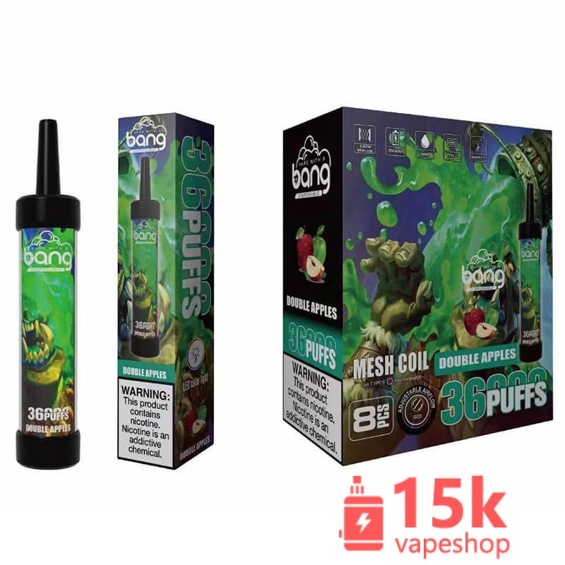 Bang 36000 Puffs Disposable Vape 40ml - RGB LED Light, Rechargeable, 0%-5% Nicotine, Fruit Flavors - 画像 (4)