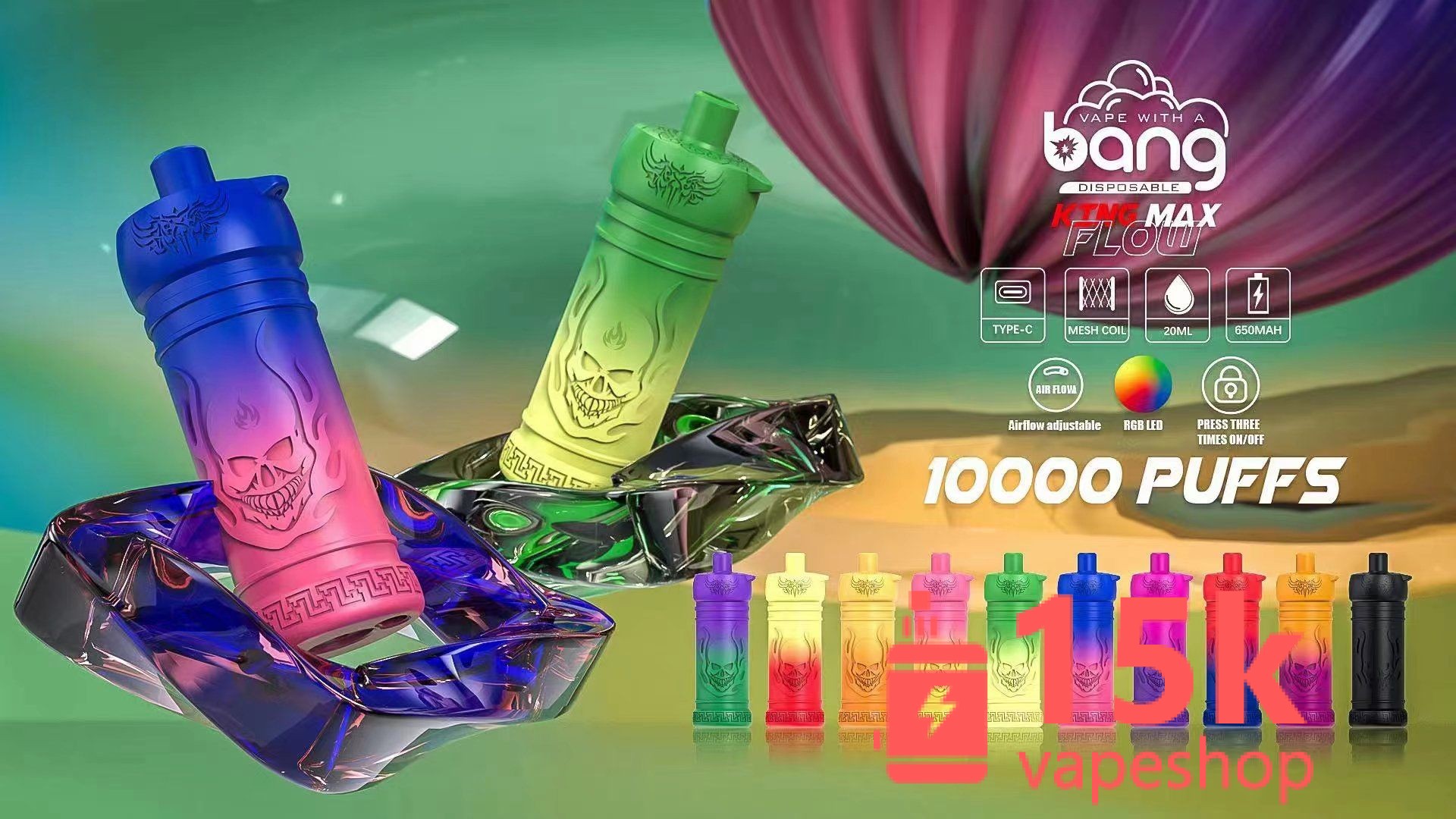 Bang King 10000 Puffs Disposable Vape Pen - Premium Flavors, Rechargeable, FDA Certified, Wholesale Price - 画像 (2)