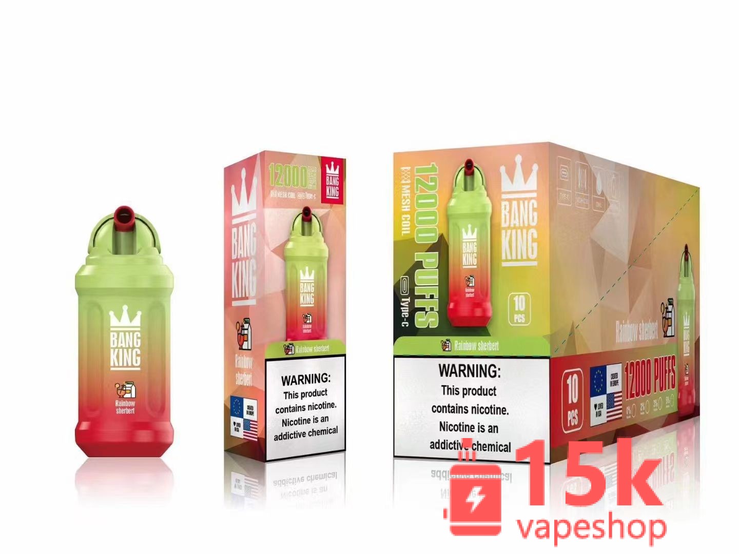 Bang King 12000 Puffs Electronic Cigarette - 23ml Mesh Coil, 650mAh Rechargeable Vape, OEM Supply - 画像 (2)