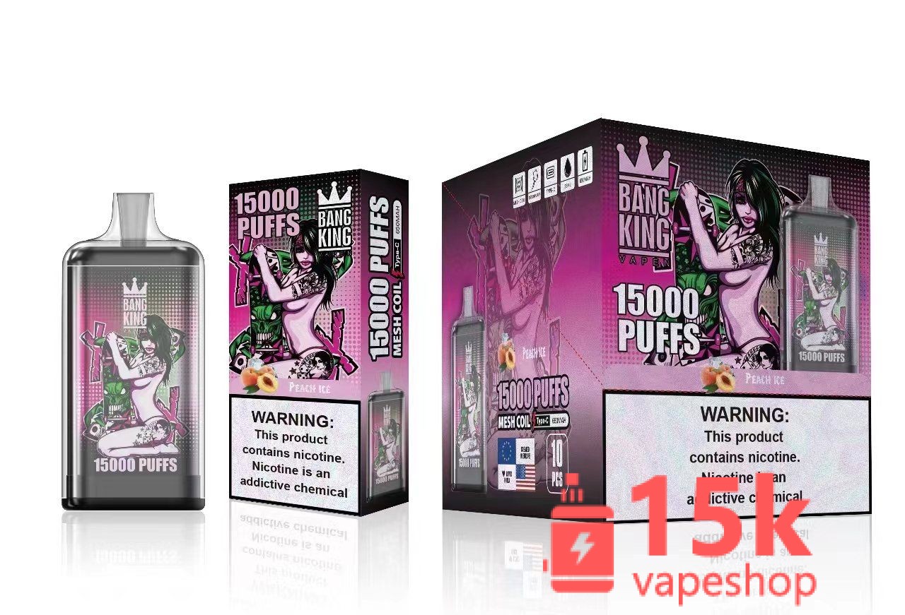 Bang King 15000 Puffs Disposable Vape - 25ml E-Liquid, Low Nicotine, Fruit Flavors - 画像 (6)