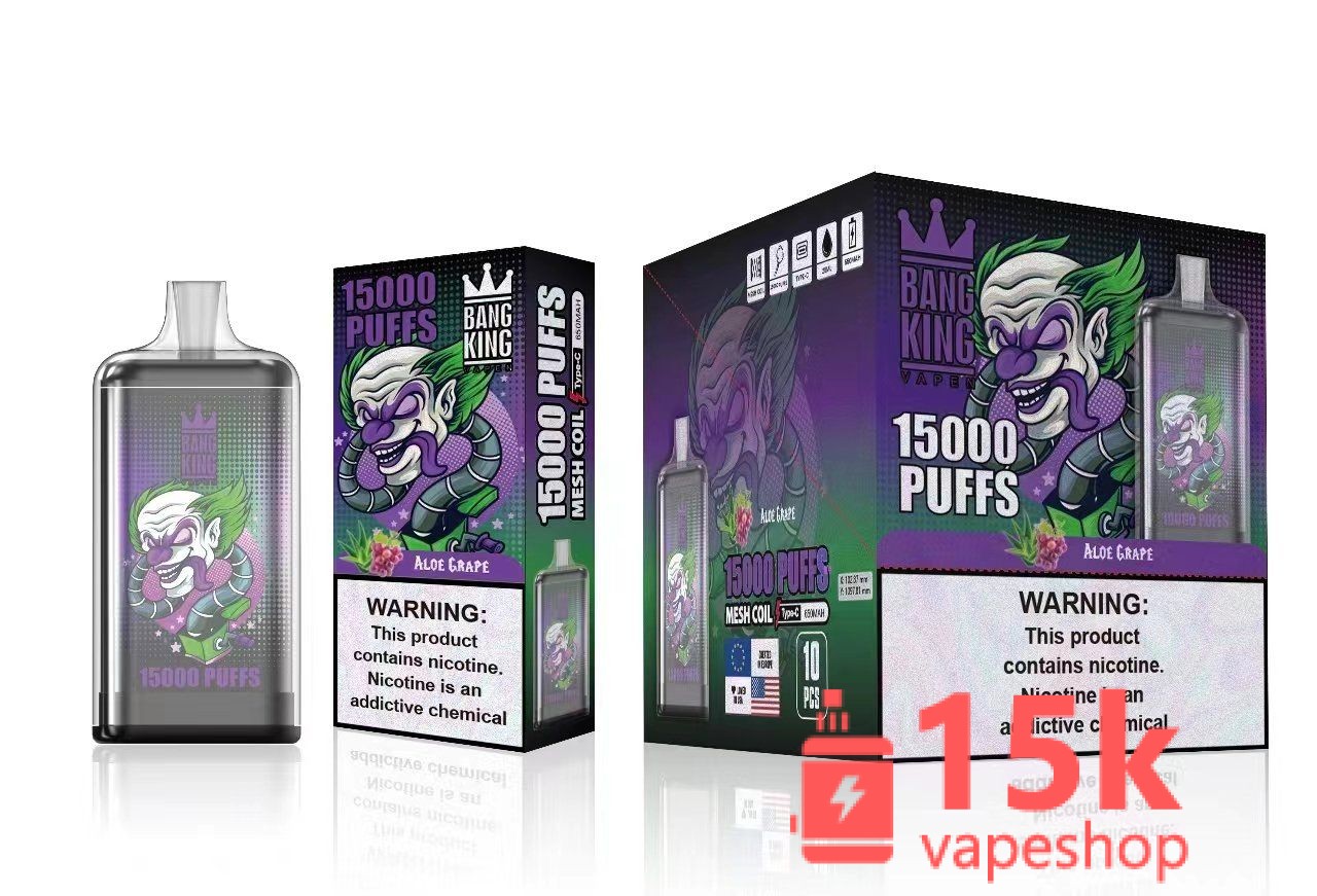Bang King 15000 Puffs Disposable Vape - 25ml E-Liquid, Low Nicotine, Fruit Flavors - 画像 (4)