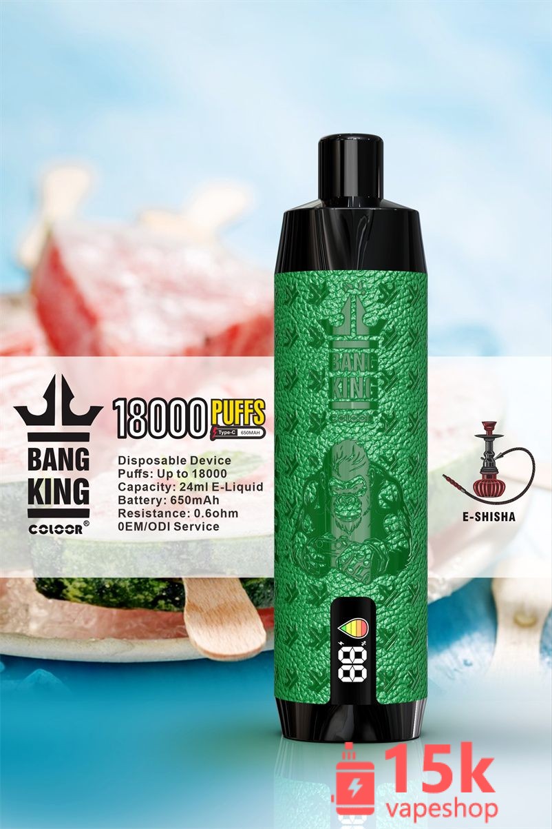 Bang King 18000 Puffs Disposable Vape 24ml E Liquid with Smart Screen, Mesh Coil, Tobacco Flavor - 画像 (4)