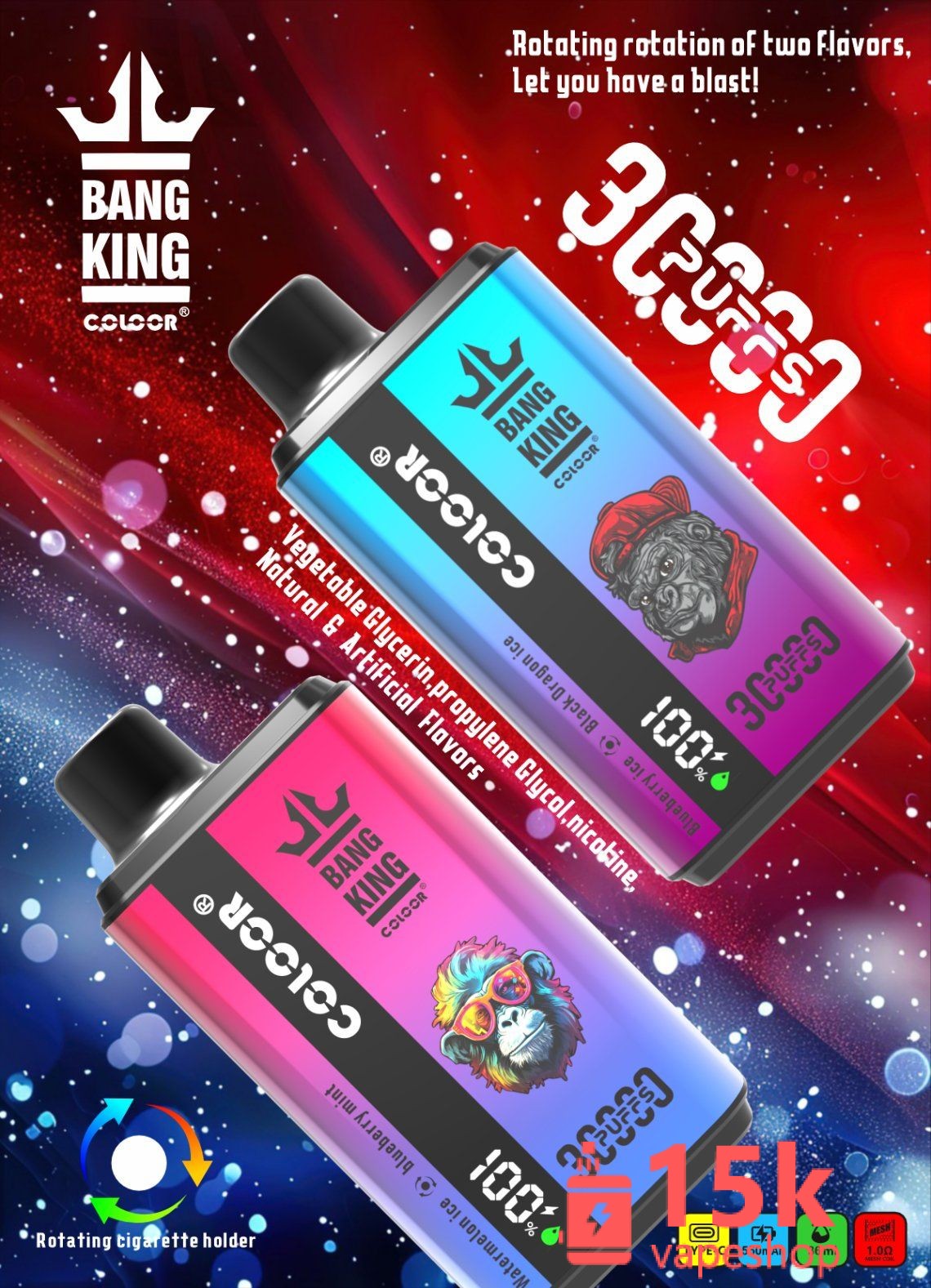 ⁦Bang King 30000 Puffs Disposable Vape Wholesale | EU Warehouse E-Cigarette with Fruit Flavors⁩ - الصورة ⁦6⁩