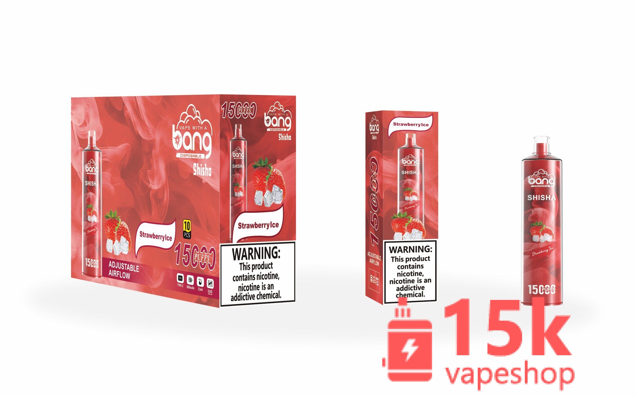 Bang Shisha 15000 Puff Vape - Wireless, Disposable, 20 Fruit Flavors, Europe Warehouse Stock - 画像 (5)