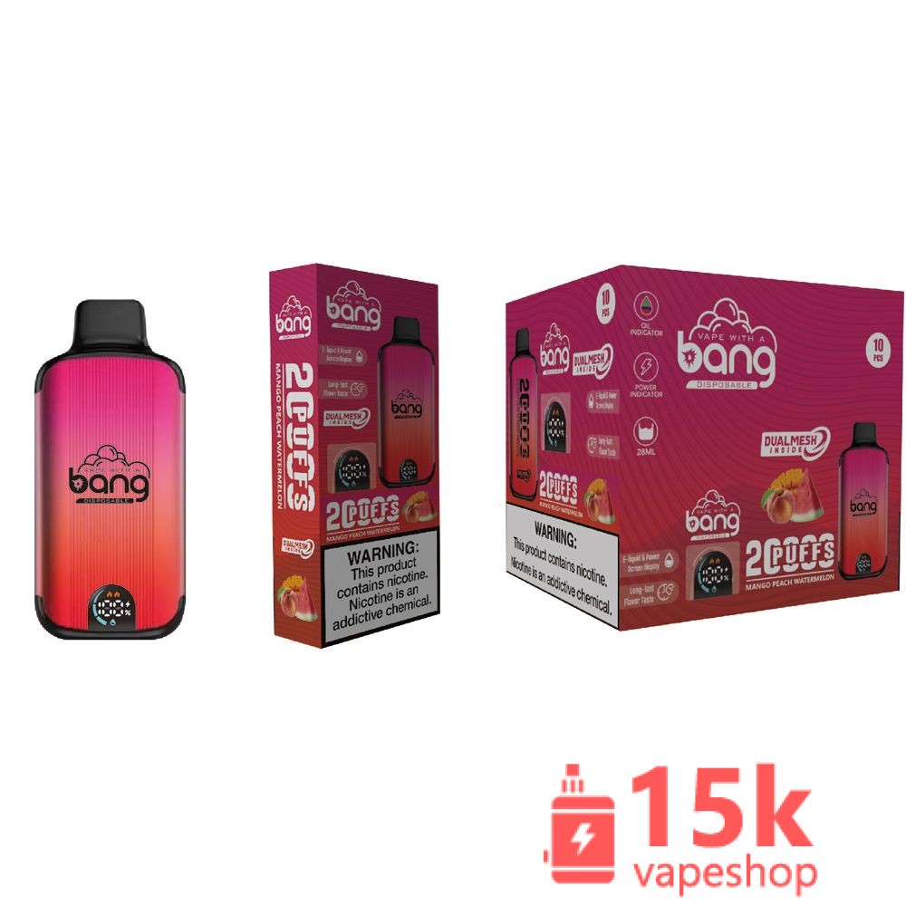 Bang Smart Screen 20000 Puffs Disposable Vape Pen 28ml Ejuice 650mAh with 16 Flavors & FDA Certified - 画像 (5)