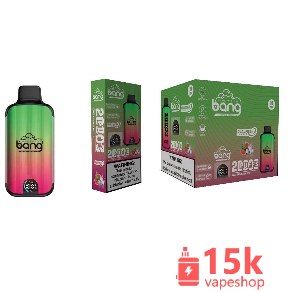 Bang Smart Screen 20000 Puffs Disposable Vape Pen 28ml Ejuice 650mAh with 16 Flavors & FDA Certified