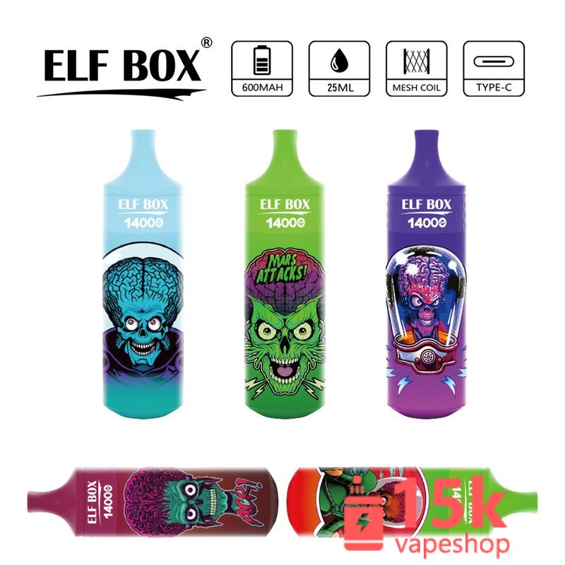 Elf Box 14K 14000 Puffs Disposable Vape Pen with Mesh Coil & Custom Logo - Vape E-Cigarettes - 画像 (4)