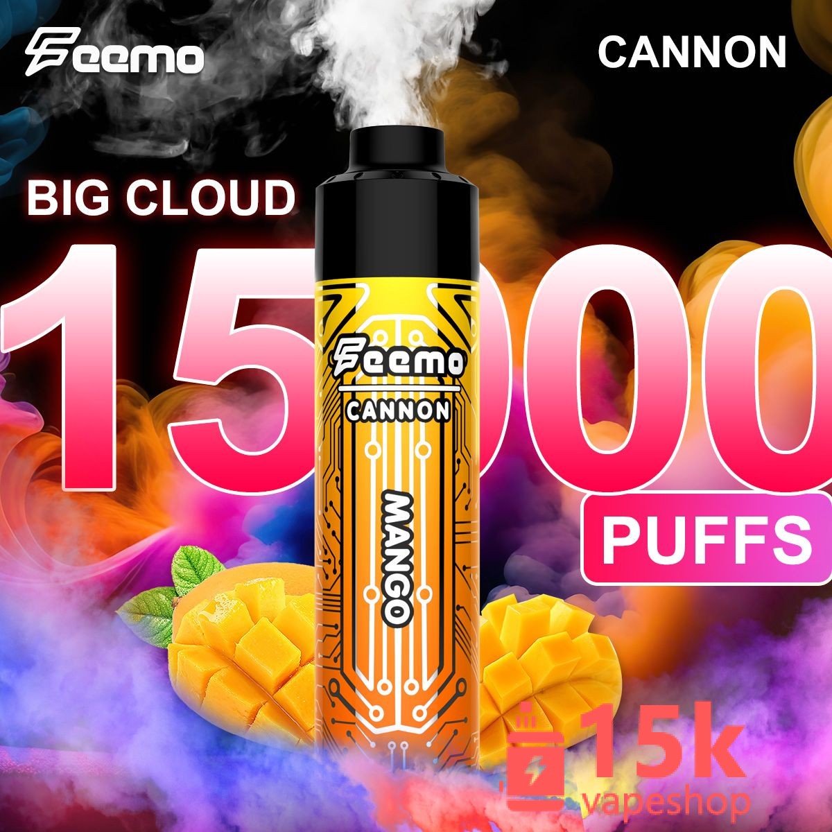 Feemo Cannon Disposable Vape 15K-30K Puffs, EU Warehouse, 18ml, Rechargeable, 10 Flavors, OEM Support - 画像 (6)