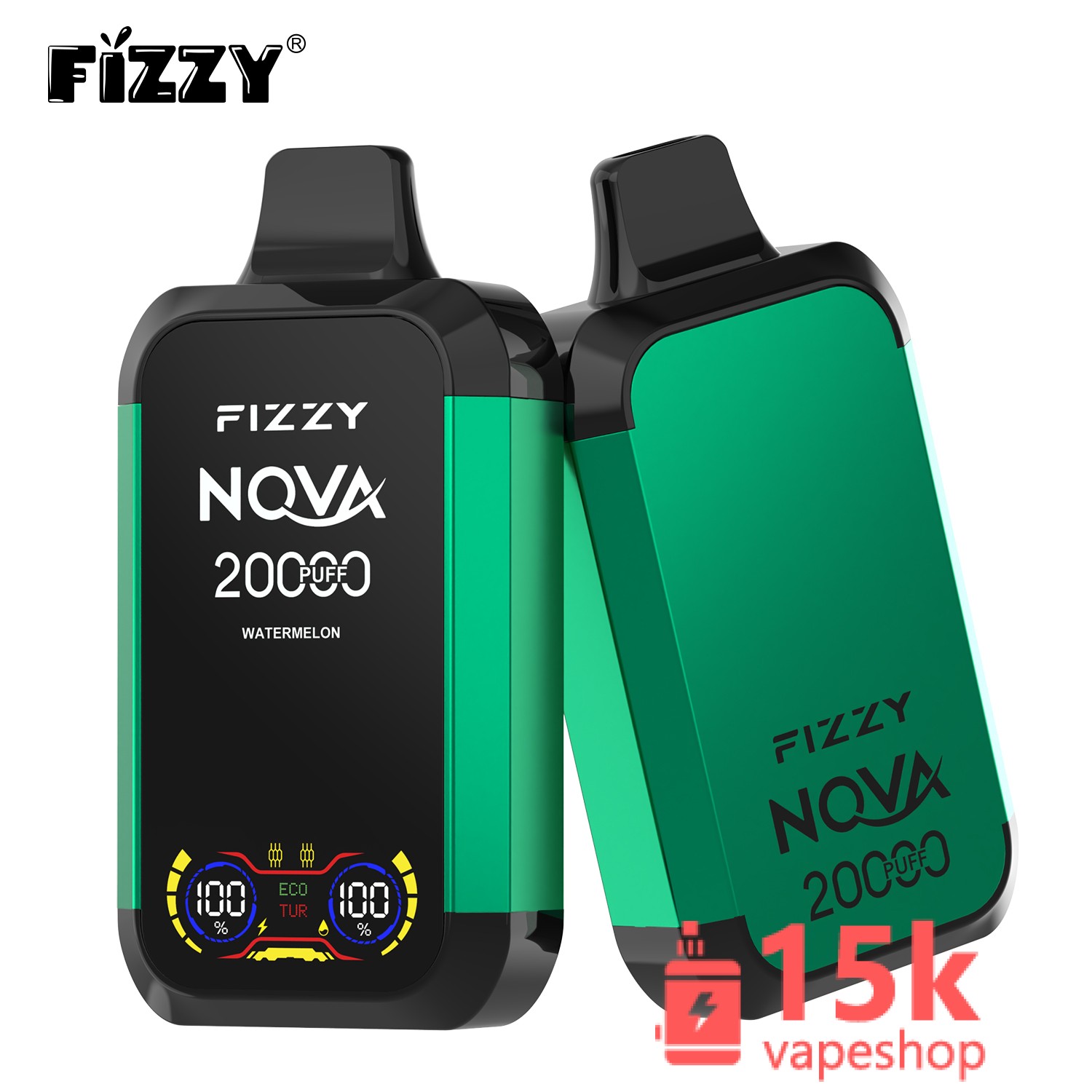 Fizzy Nova 20000 Puffs Dual Mesh Rechargeable Disposable Vape Pen - 20,000 Puffs, 15 Flavors, 2%/5% Nicotine - 画像 (3)