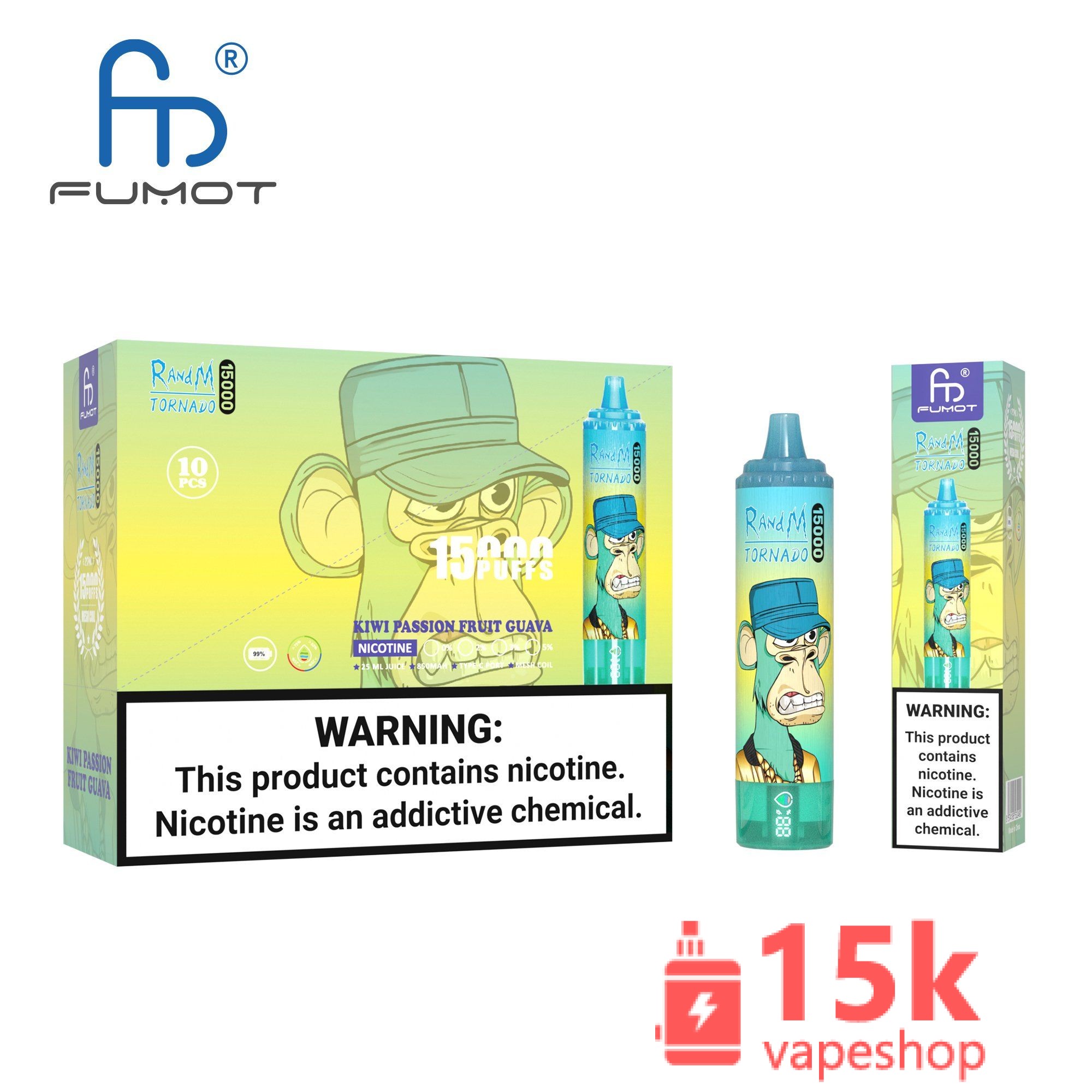 ⁦Fumot Tornado 15000 Puff Disposable Vape Pen - 41 Flavors, EGO Style, Wholesale Hookah E-Cigarette⁩ - الصورة ⁦3⁩
