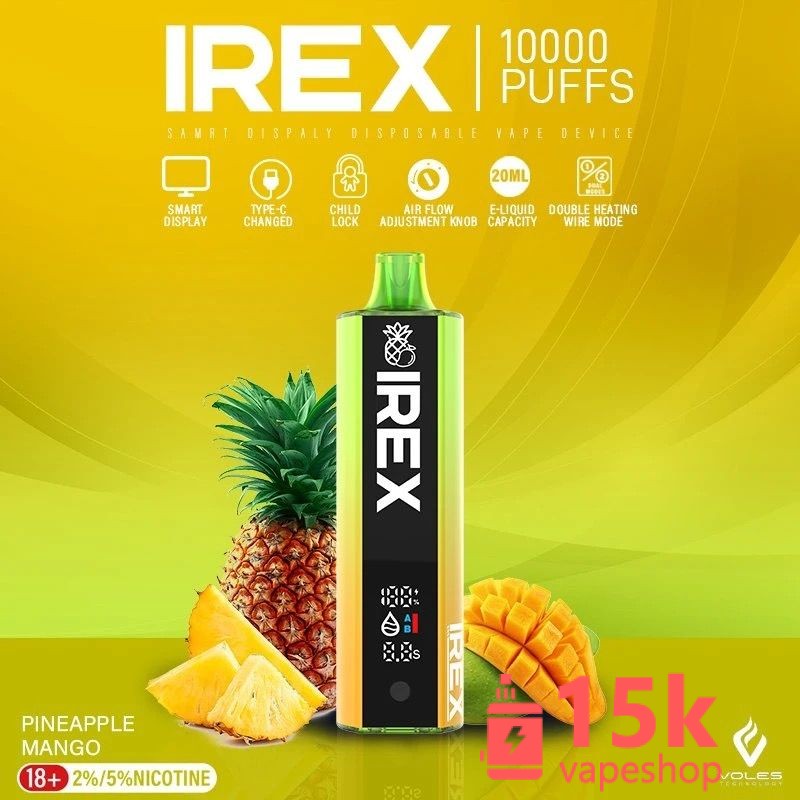 IREX 10000 Puff Disposable Vape with Smart Screen, Fruits Flavor, Rechargeable, CE & ROHS Certified - 画像 (5)