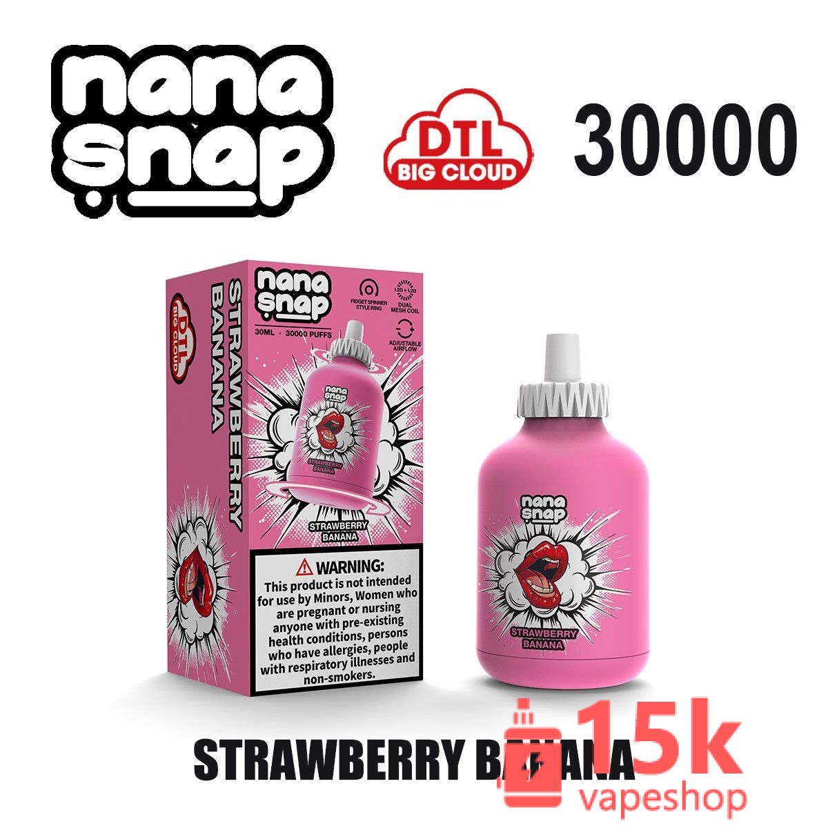 Nanasnap 30000 Puffs Disposable Vape 30ml Fruit Flavor with 60mg Nicotine - EU Warehouse, FDA & CE Certified - 画像 (5)