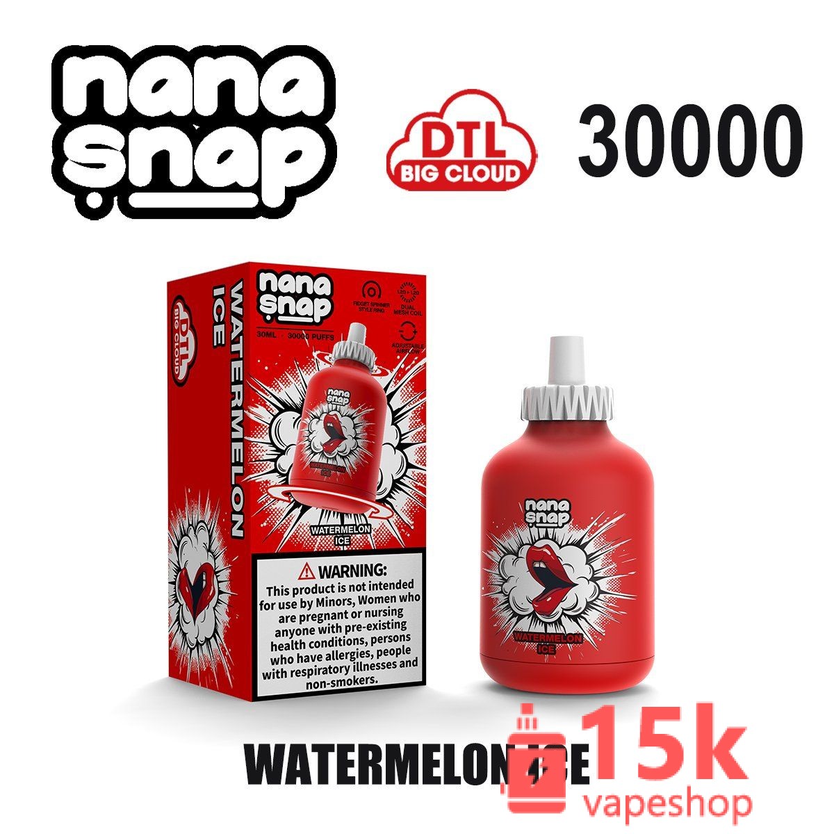 Nanasnap 30000 Puffs Disposable Vape 30ml Fruit Flavor with 60mg Nicotine - EU Warehouse, FDA & CE Certified - 画像 (6)