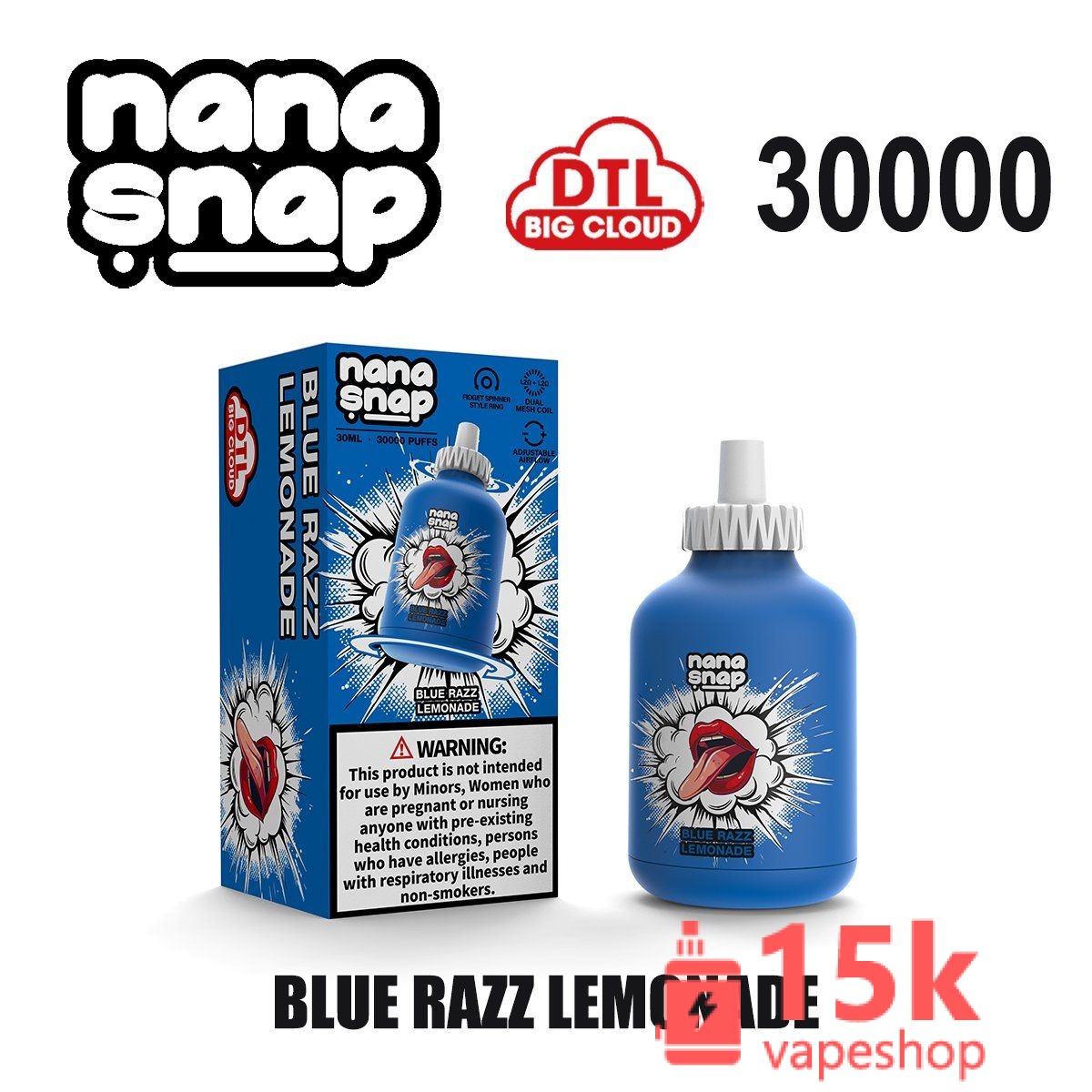Nanasnap 30000 Puffs Disposable Vape 30ml Fruit Flavor with 60mg Nicotine - EU Warehouse, FDA & CE Certified