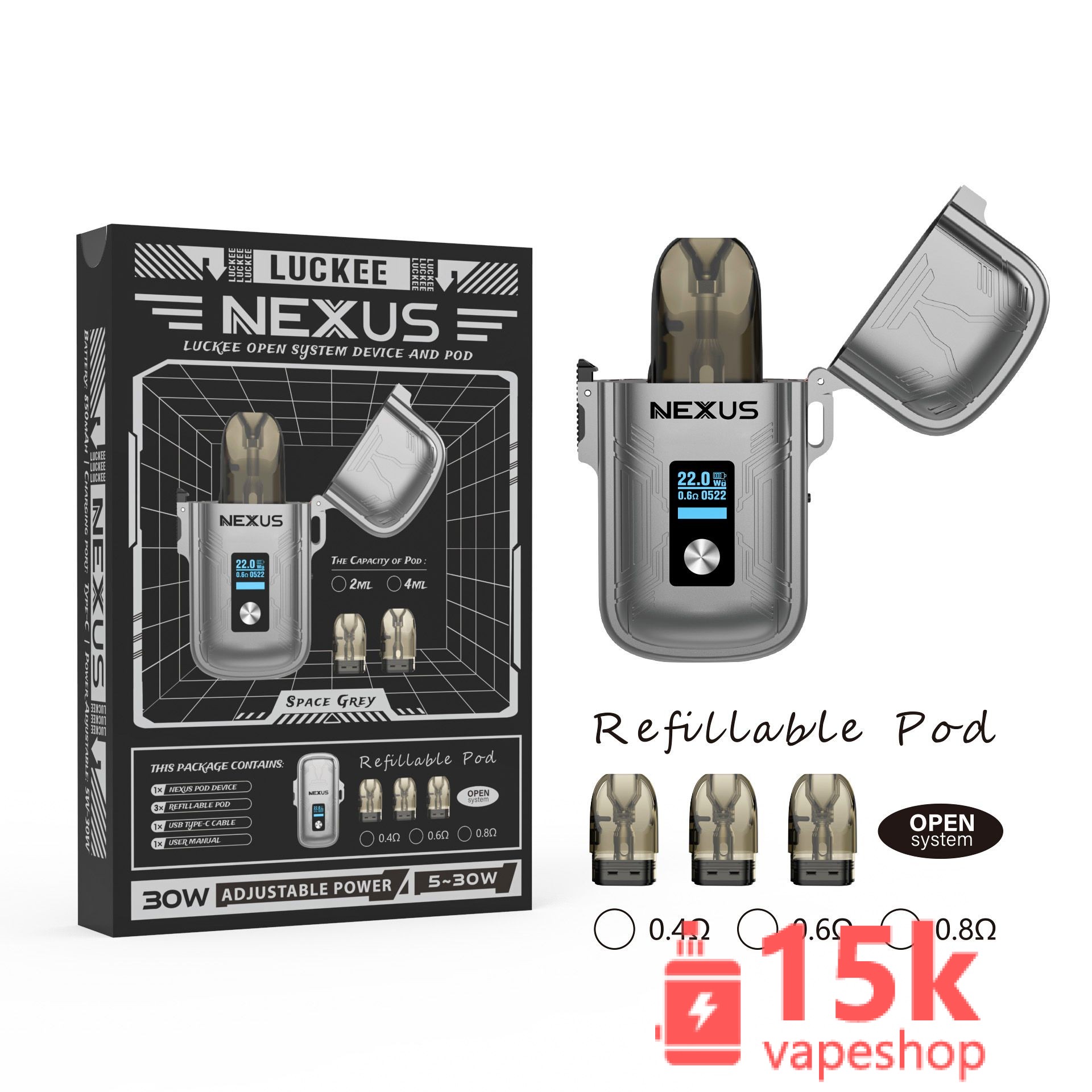 NEXUS Refillable Pod System Vape, 850mAh, Mesh Coil, 600 Puffs, OEM Available | Wholesale - Billede 6
