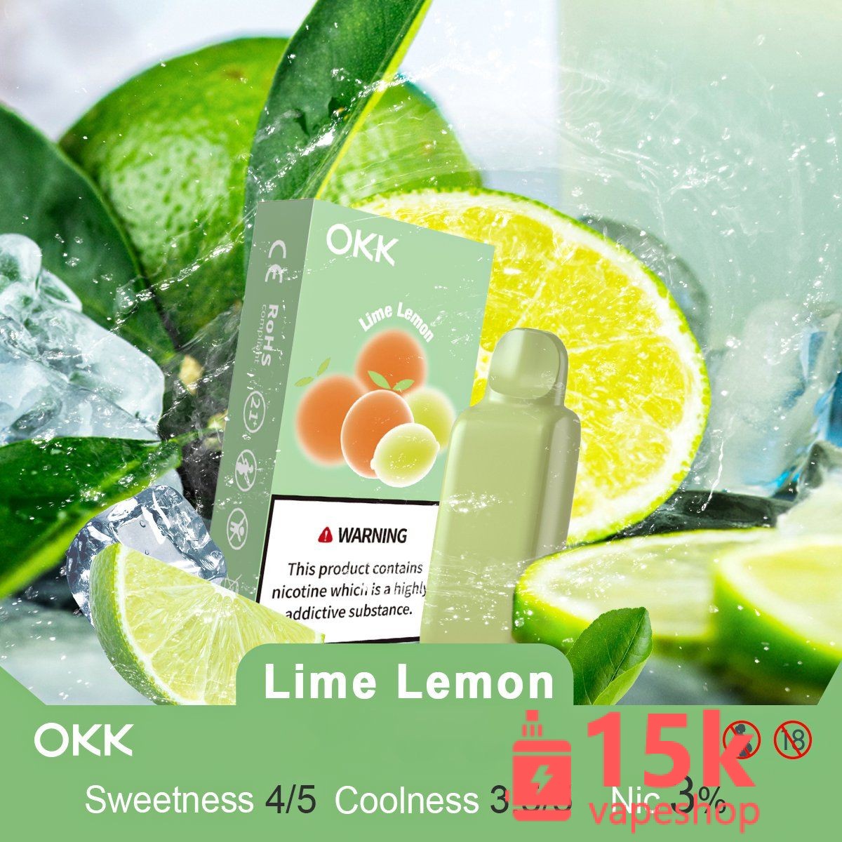 ⁦OKK Cross 5000 Puffs Disposable Vape | Fruit Flavors, FDA Certified, Custom Logo, Wholesale⁩ - الصورة ⁦2⁩