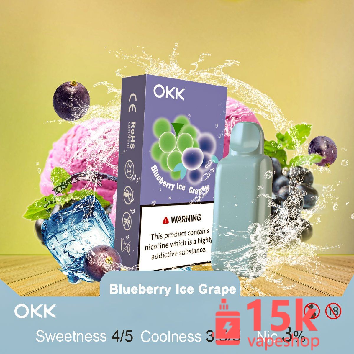 OKK Cross 5000 Puffs Disposable Vape | Fruit Flavors, FDA Certified, Custom Logo, Wholesale