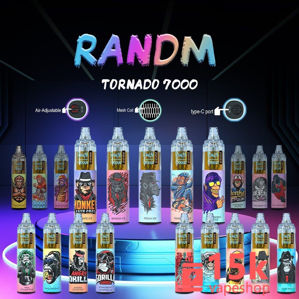 ⁦RandM Tornado 7000 Disposable Vape - Zero Nicotine, 38 Flavors, Rechargeable, 7000 Puffs⁩ - الصورة ⁦5⁩