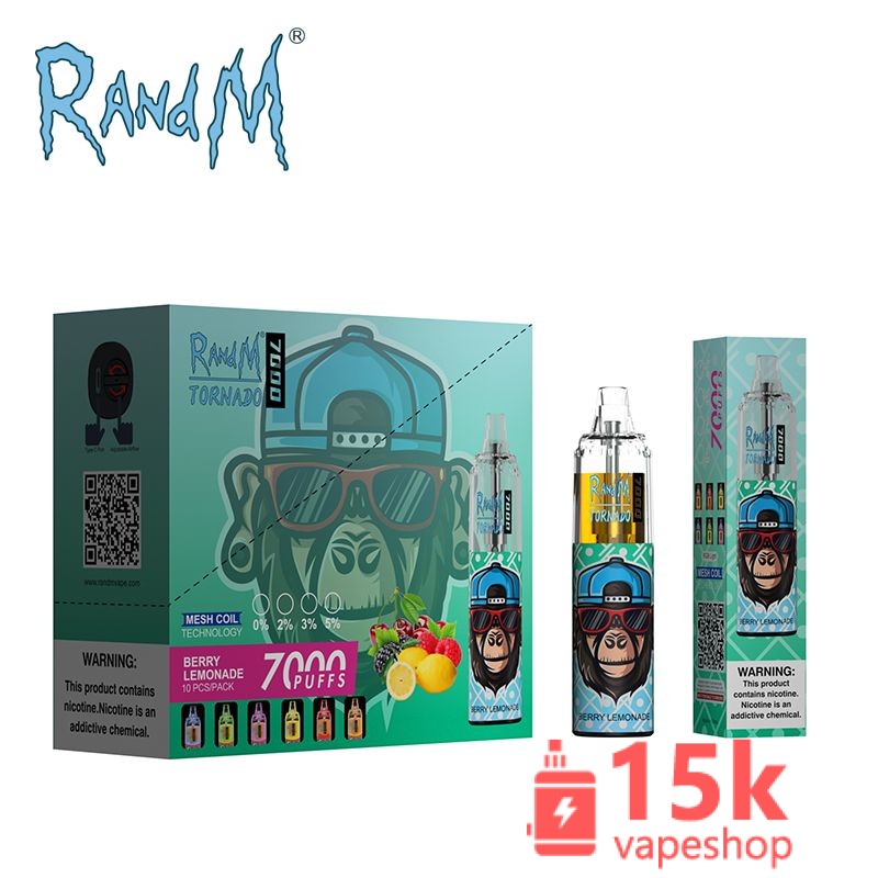 RandM Tornado 7000 Puffs Disposable Vape, Adjustable Airflow, 38 Flavors, 14ml, Mesh Coil - Kép 3
