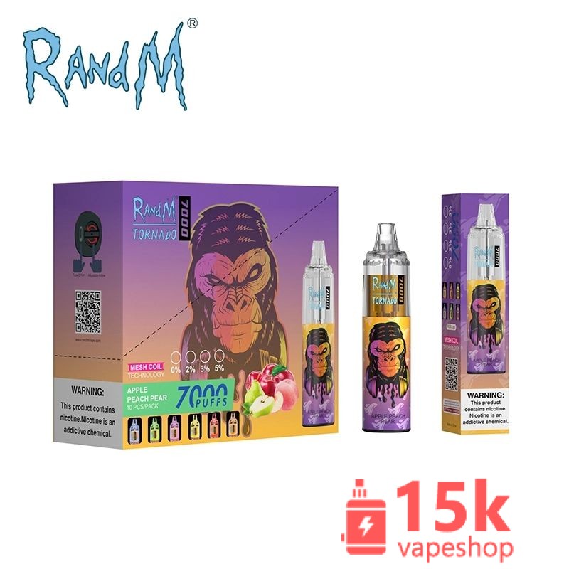 ⁦Randm Tornado 7000 Puffs Rechargeable Disposable Vape - 56 Flavors, Mesh Coil, FDA Certified⁩ - الصورة ⁦6⁩