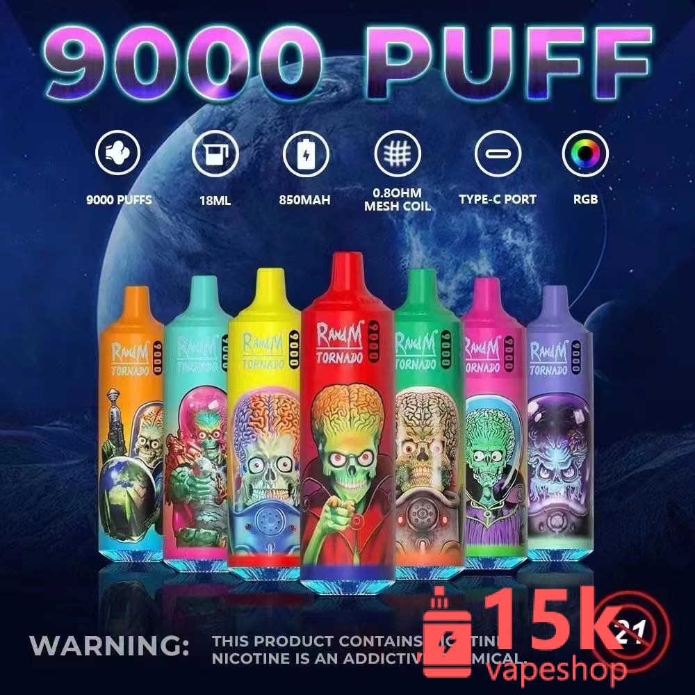 Randm Tornado 9000 Vape Pen Wholesale - Nicotine-Free, 12 Fruit Flavors, Disposable E-cigarette - 画像 (4)