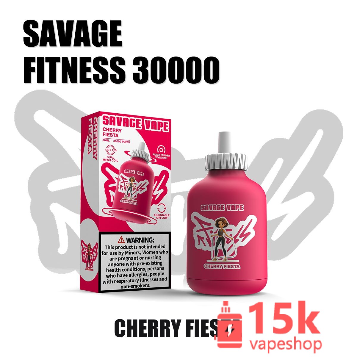 Savage Fitness 30000 Puff Disposable Vapes - Dual Mesh Coil, Wireless Charging, Fruits Flavors - Wholesale - 画像 (6)