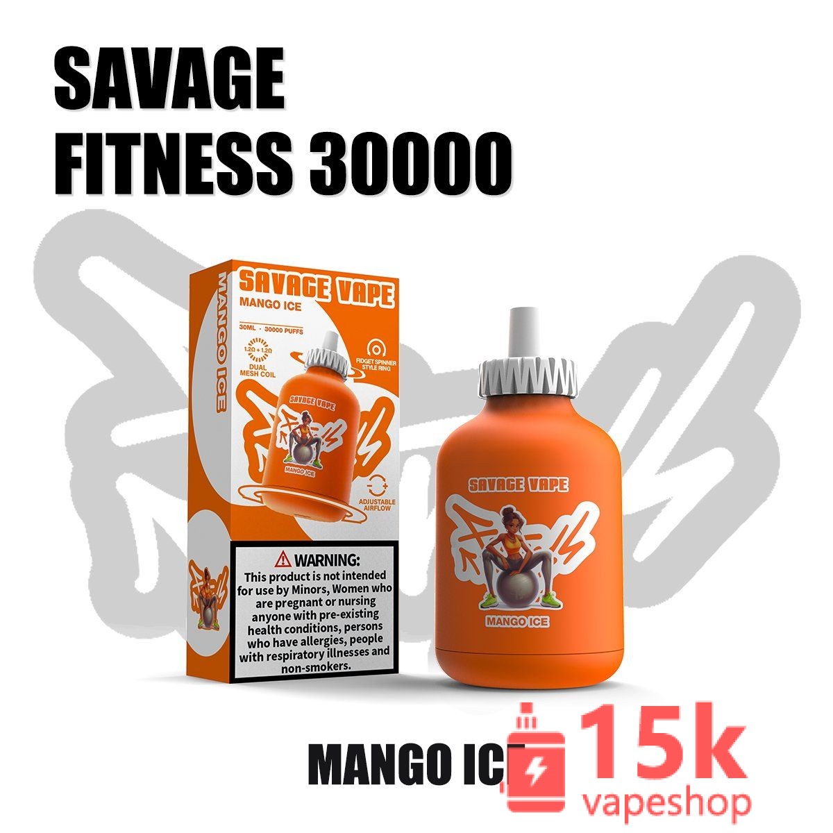Savage Fitness 30000 Puff Disposable Vapes - Dual Mesh Coil, Wireless Charging, Fruits Flavors - Wholesale - 画像 (3)