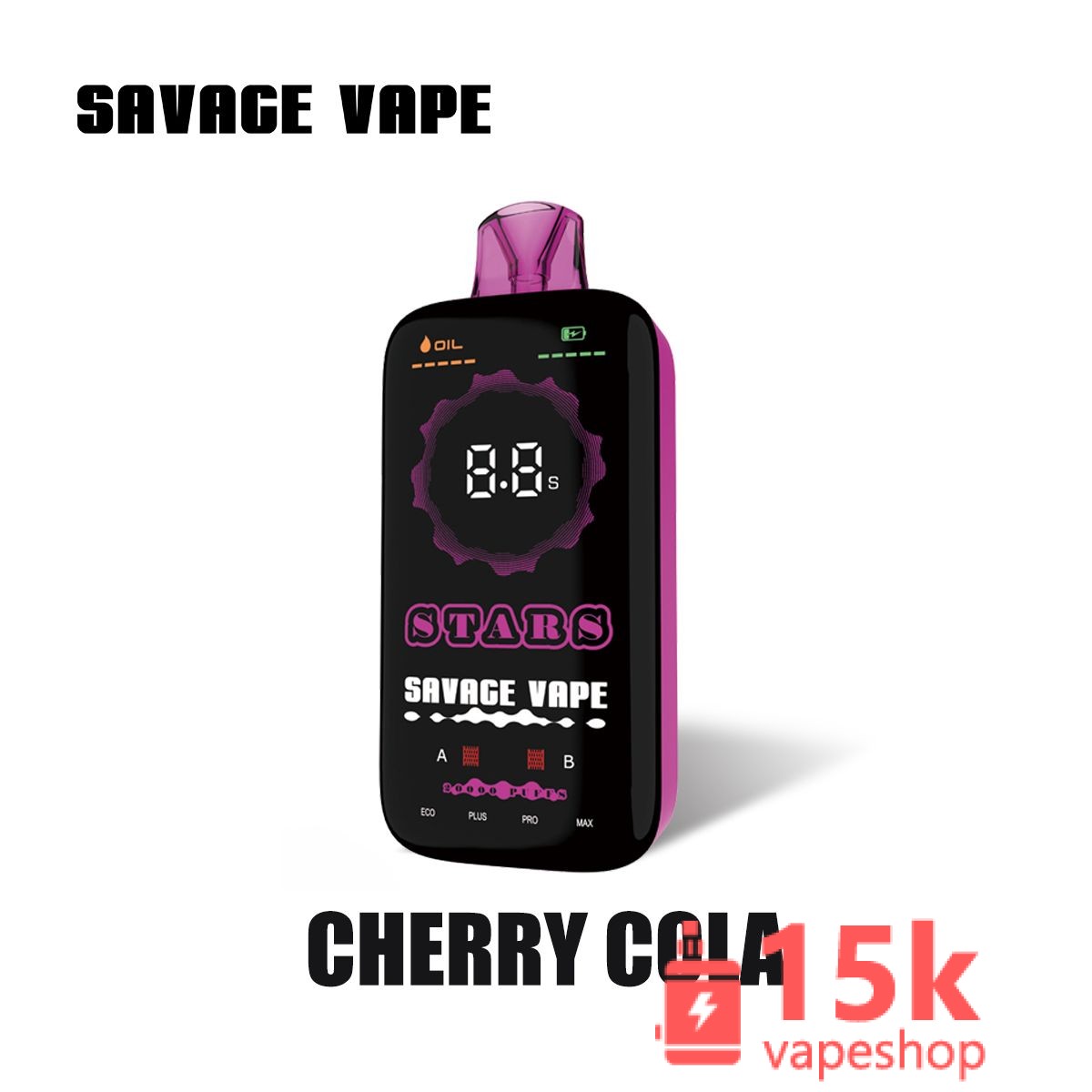 Savage Stars 20000 Puffs Smart Vape Pen - Disposable EGO Vape with High Nicotine & Fruit Flavours - 画像 (4)