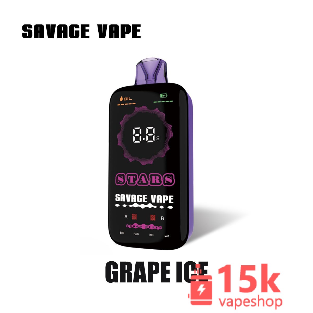 Savage Stars 20000 Puffs Smart Vape Pen - Disposable EGO Vape with High Nicotine & Fruit Flavours - 画像 (6)