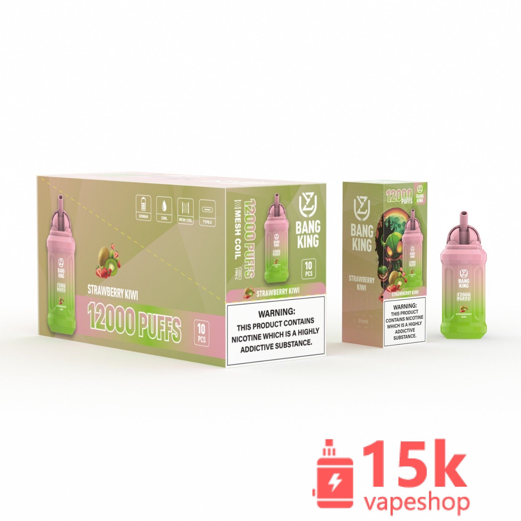 Uzy Bang King 12000 Disposable Vape 12000 Puffs, 23ml, 20 Flavors, High Nicotine, Mesh Coil