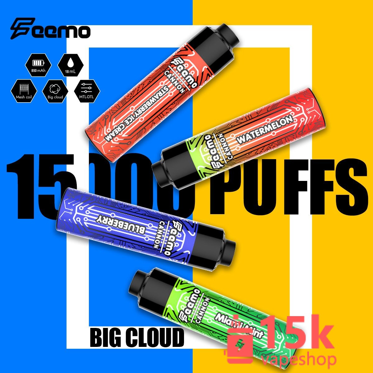 Vape Vaporizer Wholesale Disposable Hookah Pen 15000 Puffs 18ml Rechargeable Pod E-Cigarette Flavors - зображення 6