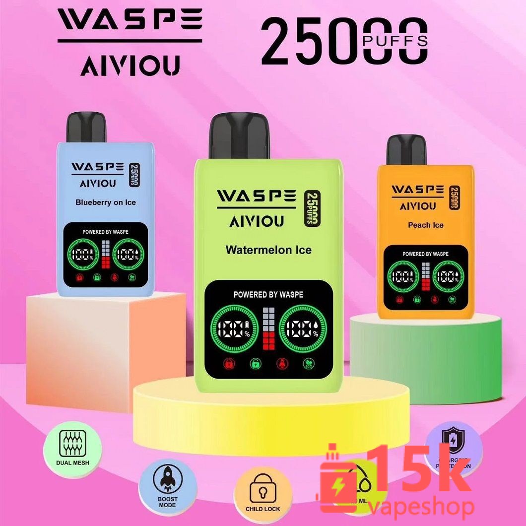 WASPE Aiviou 25000 Puffs Disposable Vape Pen - 12 Flavors, 25ml, 650mAh, Type C Charging - immagine 4