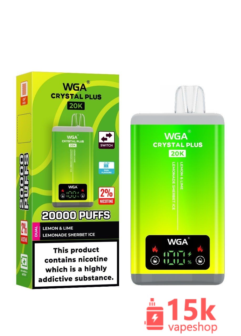 WGA Crystal 20K Disposable Vape 15000 Puffs Mesh Coil E-Cigarette 18ml Fruit Flavor Rechargeable - 画像 (5)