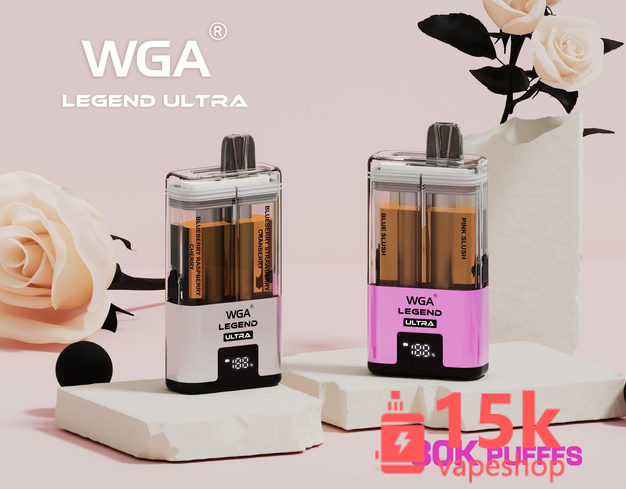 WGA Crystal 30000 Puffs Disposable Vape Wholesale - EU Warehouse, Dual Flavour, Type-C Charging - Image 3