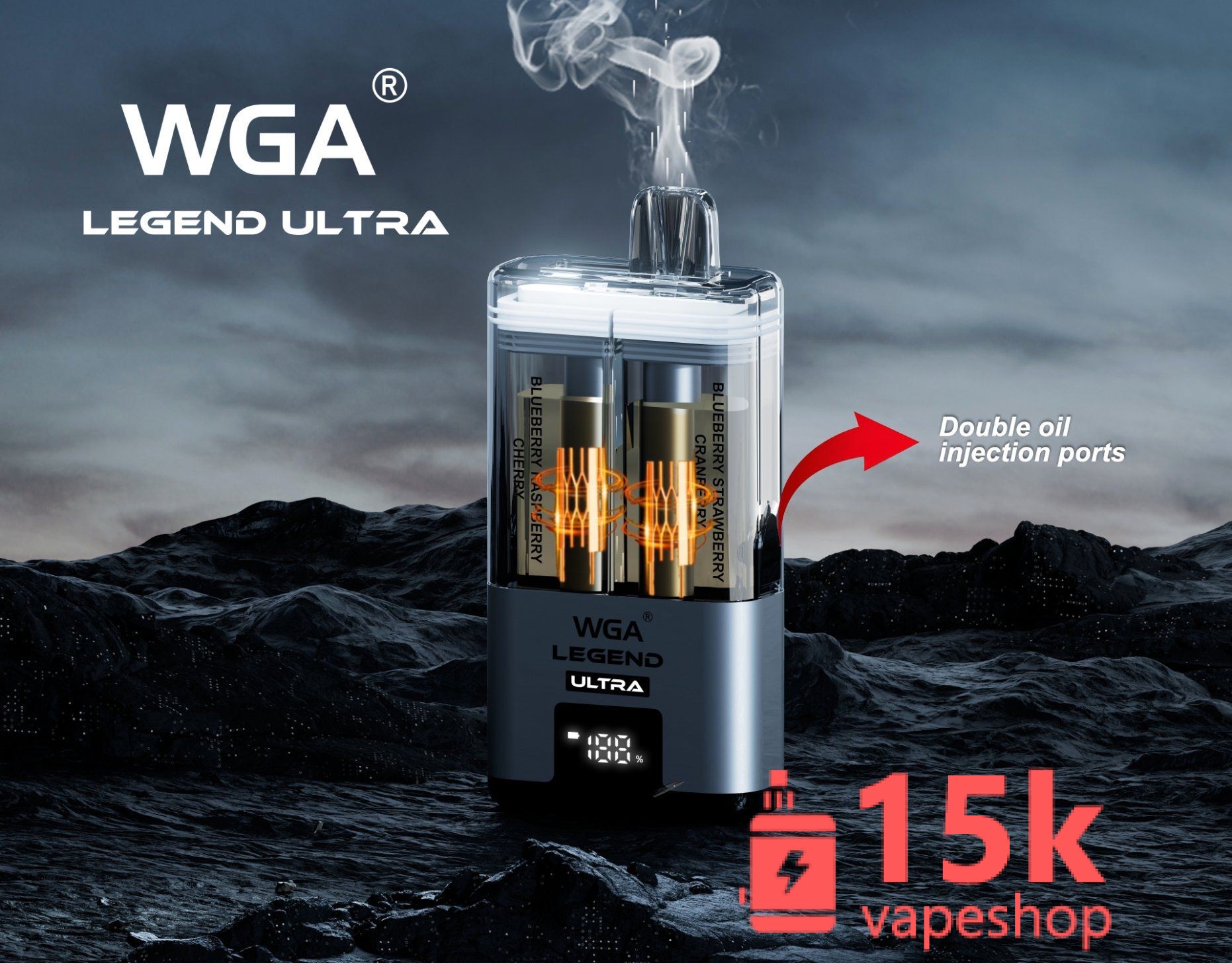 WGA Crystal 30000 Puffs Disposable Vape Wholesale - EU Warehouse, Dual Flavour, Type-C Charging - Image 2