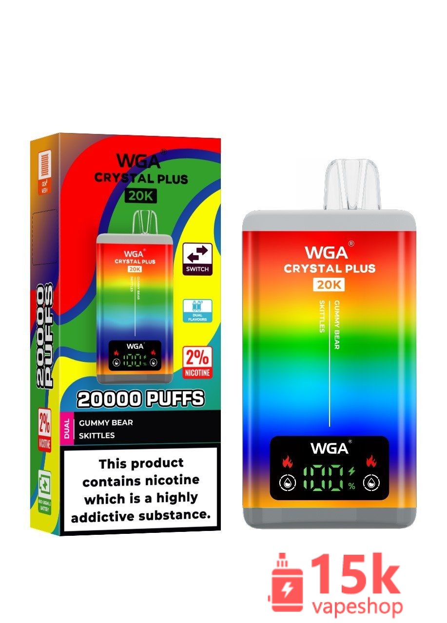 WGA Crystal Disposable Vape 18ml, Mesh Coil, 6000-15K Puffs, Wireless, OEM ODM, Fruit Flavors