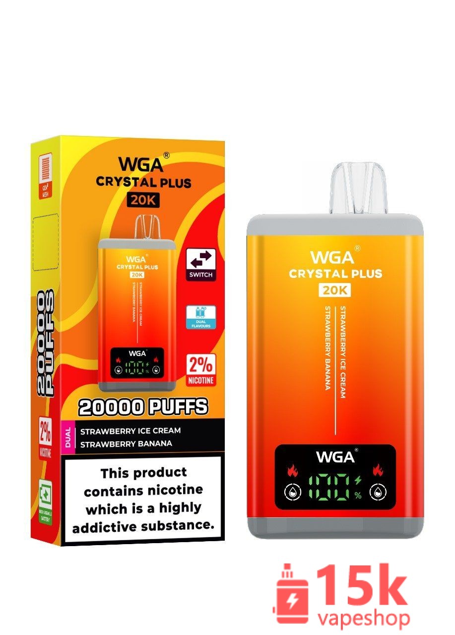 ⁦WGA Crystal Disposable Vape Pen 15000-20000 Puffs, 2% Nicotine, Mesh Coil, Fruit Flavors, Wholesale⁩ - الصورة ⁦6⁩