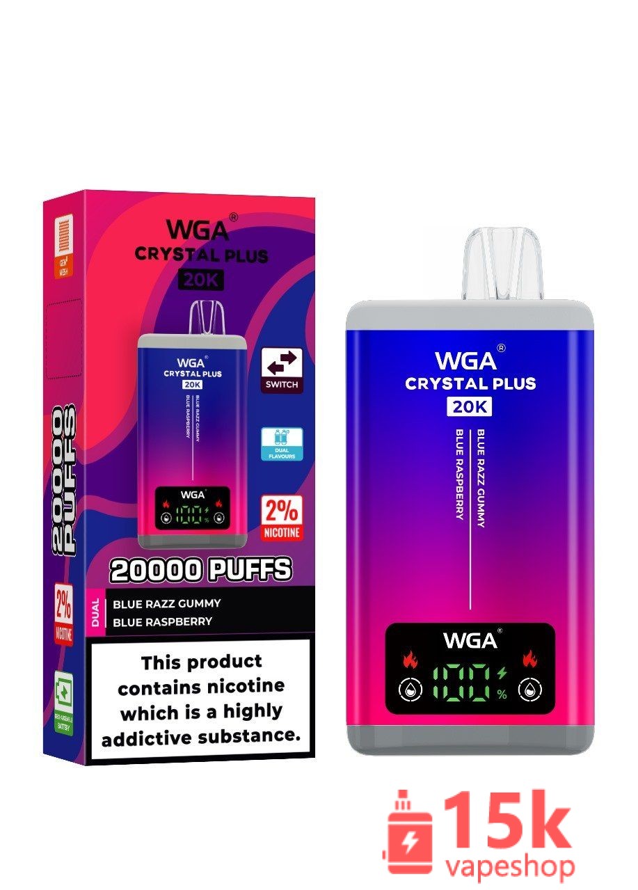 WGA Crystal Disposable Vape Pen 15000-20000 Puffs, 2% Nicotine, Mesh Coil, Fruit Flavors, Wholesale