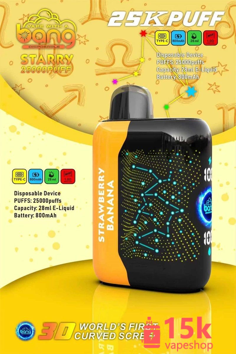 Wholesale Bang Starry 25000 Puffs Vape Pod with 3D Curved Screen, 28ml Capacity, & Mesh Coil – High Nicotine Disposable - 画像 (2)