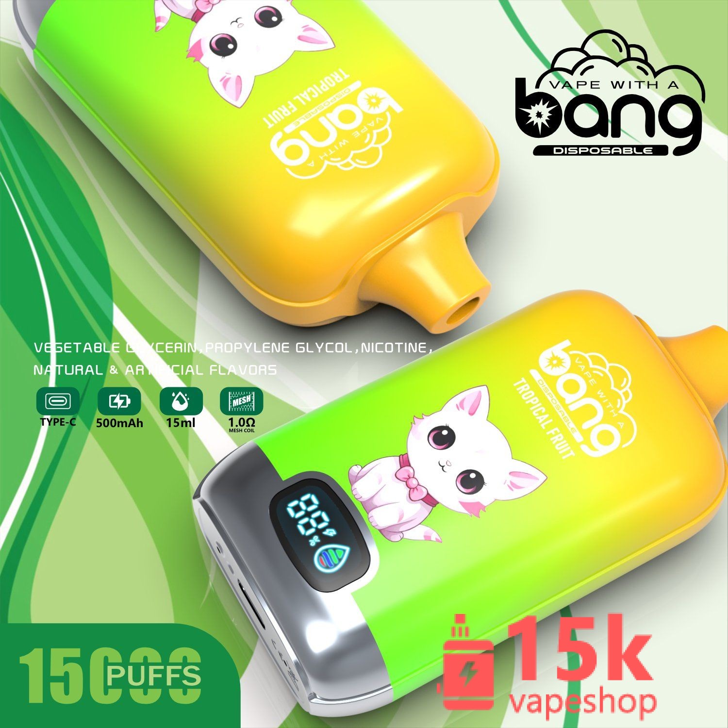 Wholesale Vape Bang 15000 Puffs Disposable E-Cigarette with Mesh Coil & Digital Display - 画像 (2)