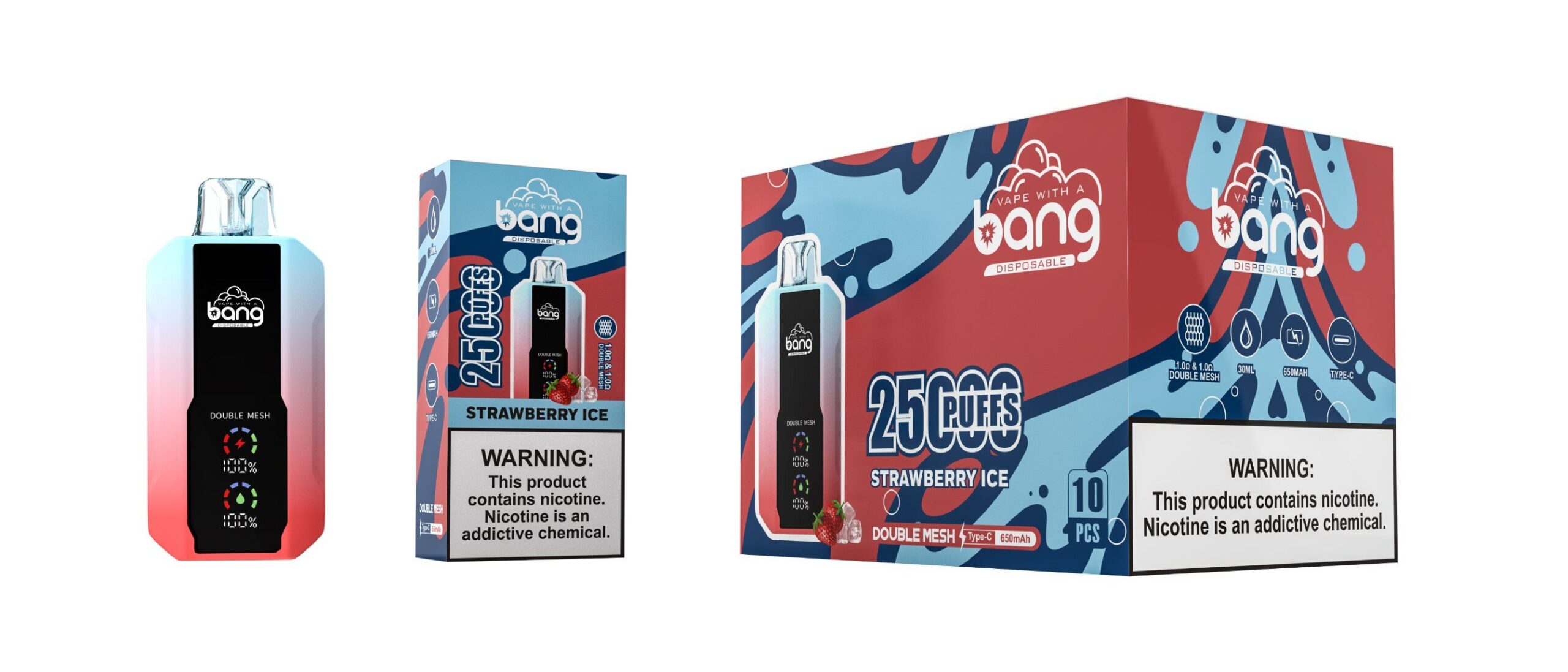 World Popular Vape Wotofo Bang 30ml Liquid 25000 Puffs Rechargeable Mesh Coil E Cig with Factory Price Wholesale Vape - 画像 (2)