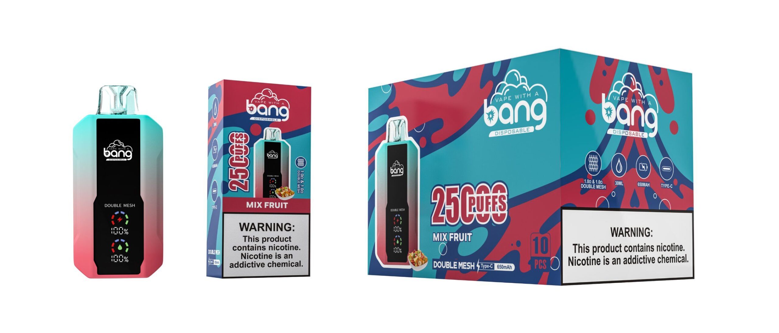 World Popular Vape Wotofo Bang 30ml Liquid 25000 Puffs Rechargeable Mesh Coil E Cig with Factory Price Wholesale Vape - 画像 (4)